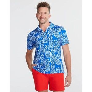 Chubbies The Thigh Napple Polo Shirt Men Large Blue Pineapple All Over Print